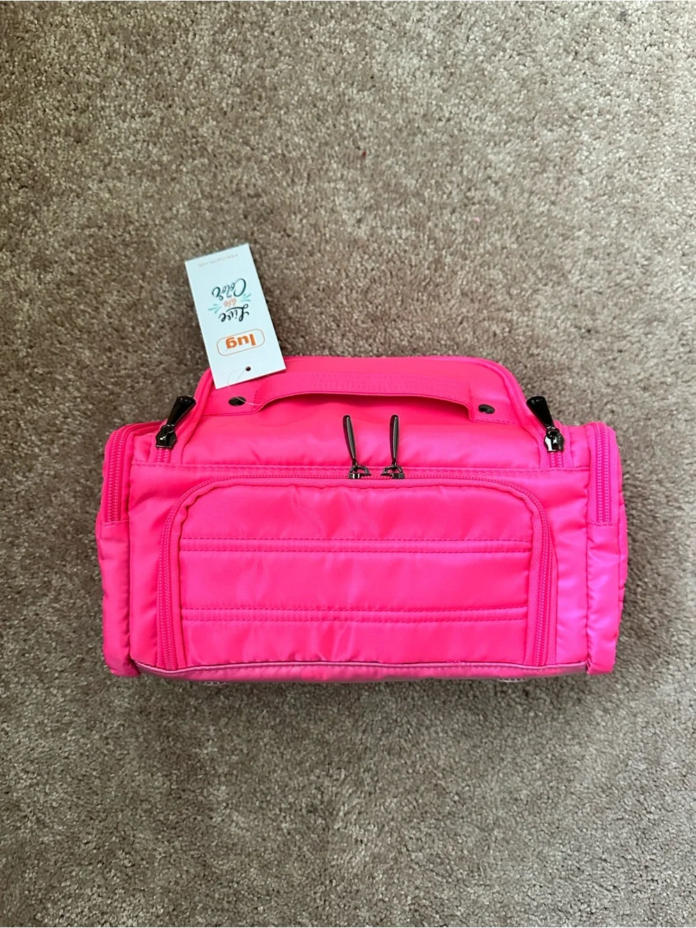 Lug Bright Neon Pink Travel Cosmetic Organizer